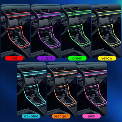 IS68U 6 Rolls 3m+1m USB Plug RGB Fiber Optic Ambient Lamp Car Interior Light with Remote Control