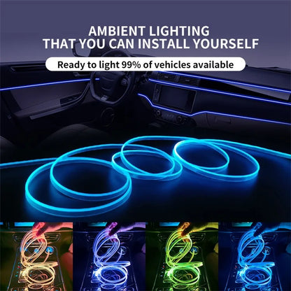 IS68U 6 Rolls 3m+1m USB Plug RGB Fiber Optic Ambient Lamp Car Interior Light with Remote Control