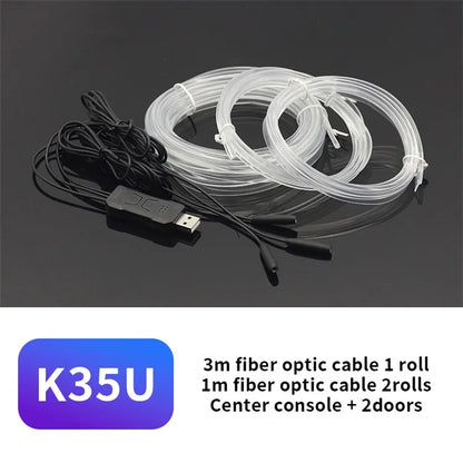K35U APP Voice Remote Control Car Interior Music Sync Ambient Lamp Decoration LED Fiber Optic Strip Light