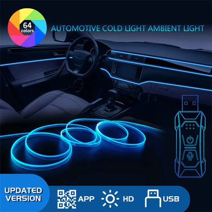 K35U APP Voice Remote Control Car Interior Music Sync Ambient Lamp Decoration LED Fiber Optic Strip Light