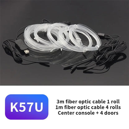 K57U Music Sync Ambient Lamp APP Voice Remote Control Car Interior LED Fiber Optic Strip Light Decoration