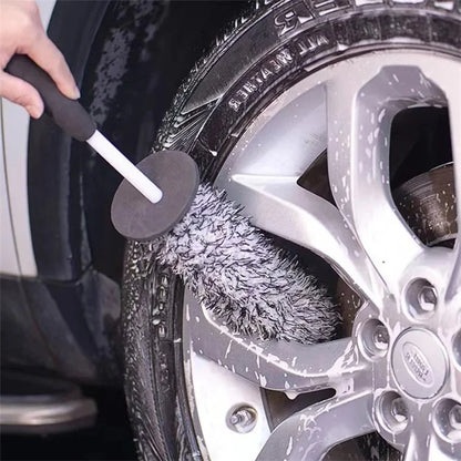 Car Wheel Cleaning Brush Soft Microfibre Long Handle Rim Detailing Brush