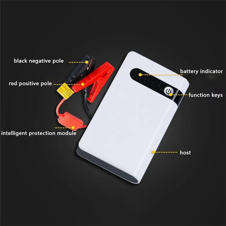 XLJ03 12V Car Emergency Starter Cell Phone Battery Charger Portable 12000mAh Power Bank with Flashlight, (EU Plug)