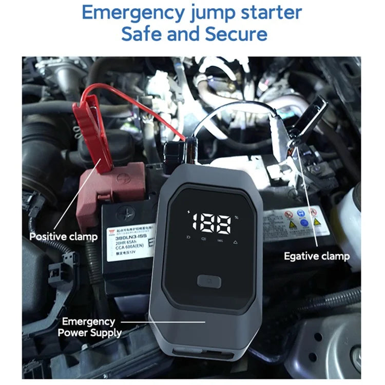 JP01 12V 8000mAh Car Emergency Jump Starter with LED Light, Power Band Function