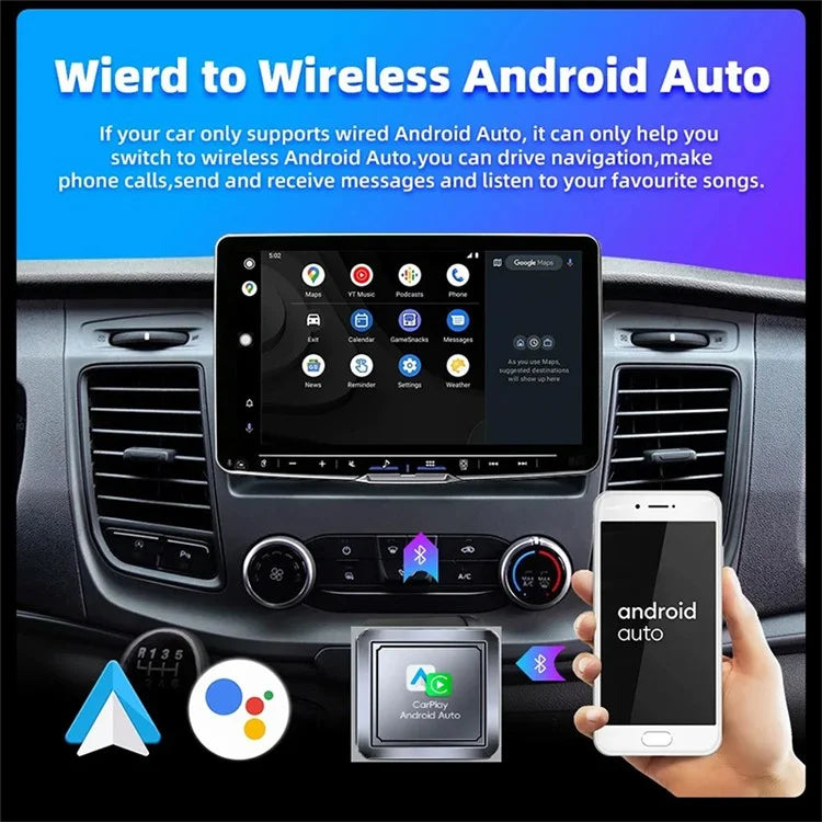 Q1S 2-in-1 Wired to Wireless Carplay Android Auto Adapter Bluetooth 5.0 Smart Box