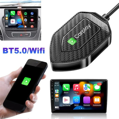 Q1D 2-in-1 Wired to Wireless Carplay Android Auto Adapter Carbon Fiber Texture Bluetooth Smart Box