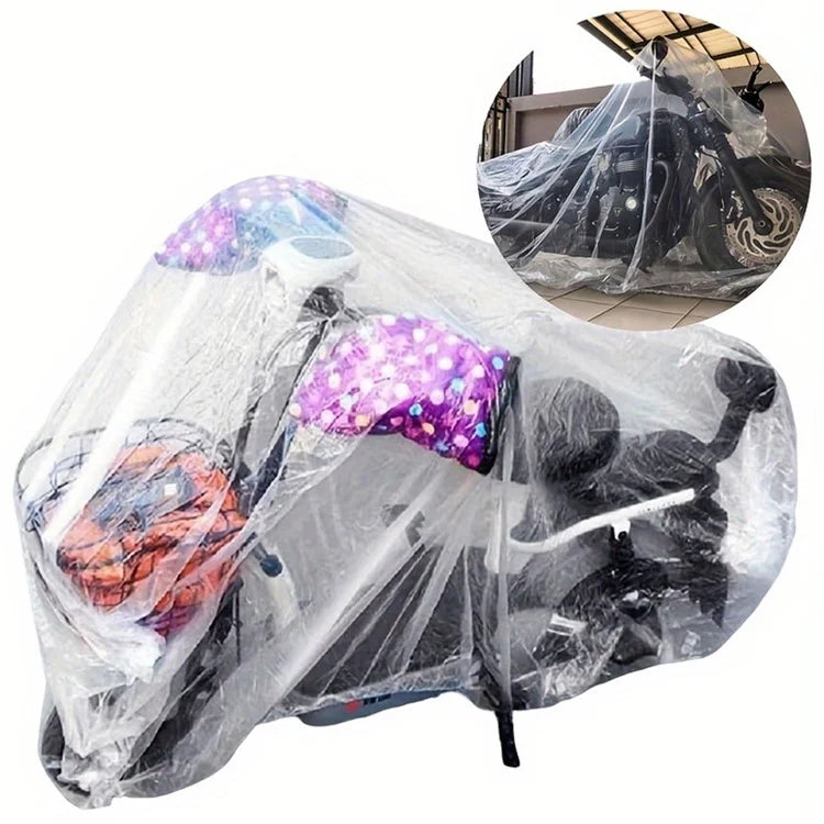 Disposable Transparent Motorcycle Cover Polyethylene Outdoor Anti-Sun Waterproof Anti-Dust Motorbike Cover