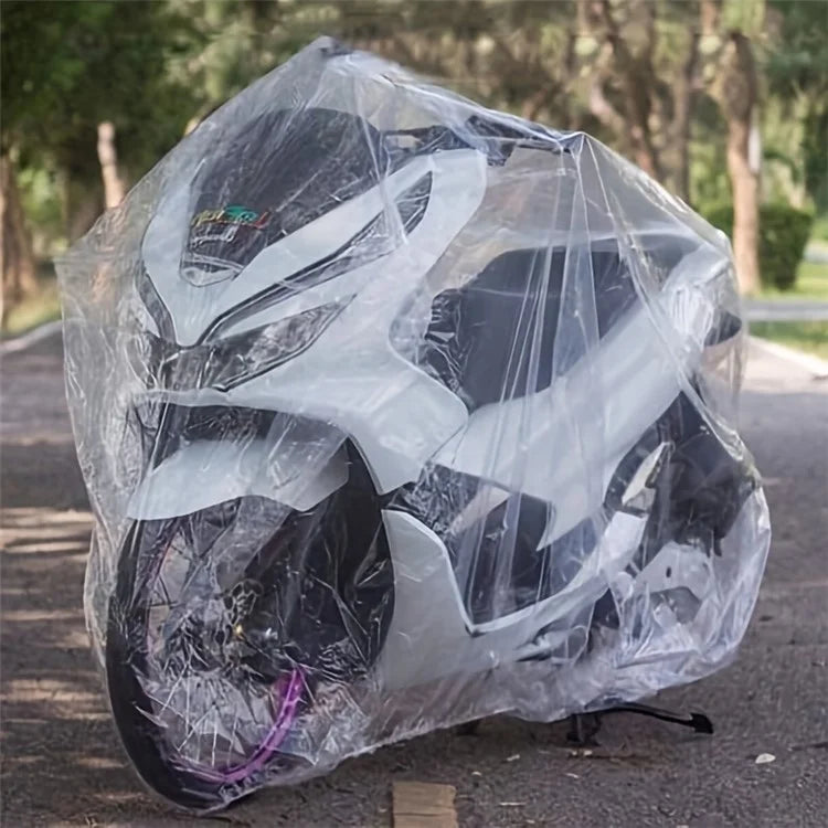 Disposable Transparent Motorcycle Cover Polyethylene Outdoor Anti-Sun Waterproof Anti-Dust Motorbike Cover
