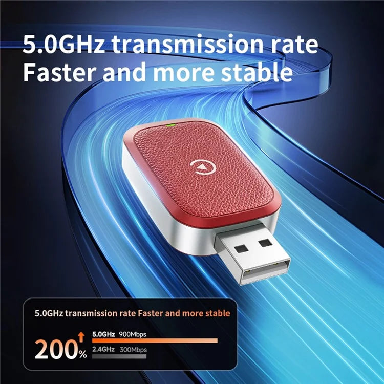 Wired to Wireless Carplay Adapter for iPhone Fast Connect Leather Coated Wireless Carplay Dongle