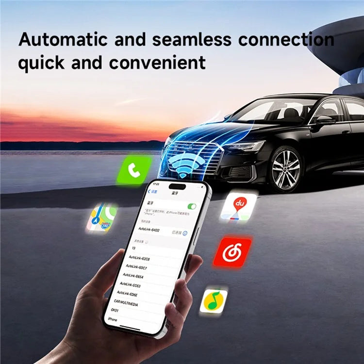 Wired to Wireless Carplay Adapter for iPhone Fast Connect Leather Coated Wireless Carplay Dongle