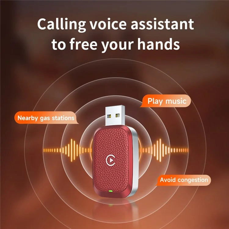 Wired to Wireless Carplay Adapter for iPhone Fast Connect Leather Coated Wireless Carplay Dongle