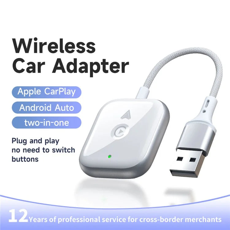 2 in 1 Carplay / Android Auto Wired to Wireless Adapter Bluetooth+Wifi Connection Converter