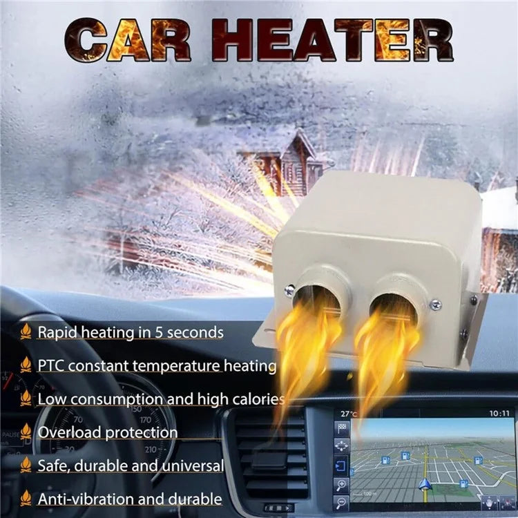 12V 600W Dual Hole Car Heater Window Defrosting Defogging Vehicle Interior PTC Heater