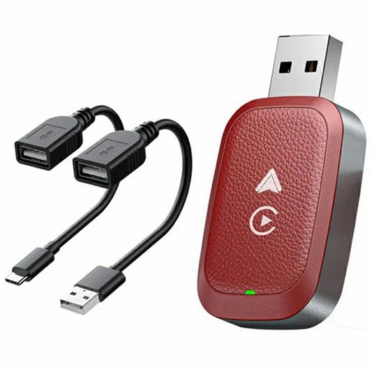 2-in-1 Android Auto and Carplay Adapter Wired to Wireless USB Smart Dongle
