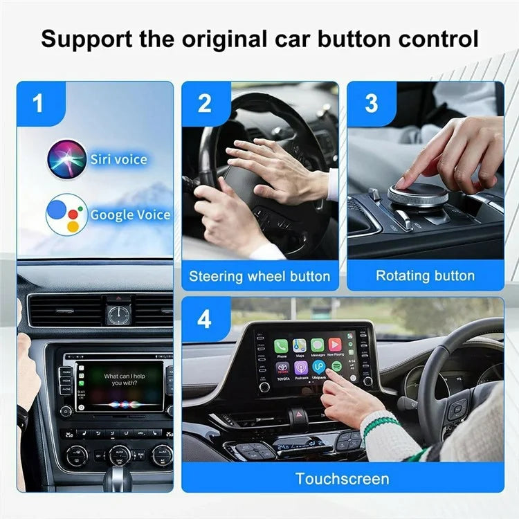 2-in-1 Android Auto and Carplay Adapter Wired to Wireless USB Smart Dongle