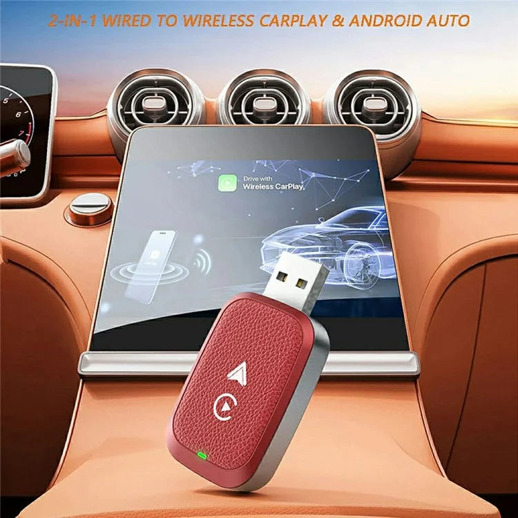 2-in-1 Android Auto and Carplay Adapter Wired to Wireless USB Smart Dongle