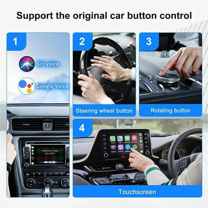 2-in-1 Android Auto and Carplay Adapter Wired to Wireless USB Smart Dongle