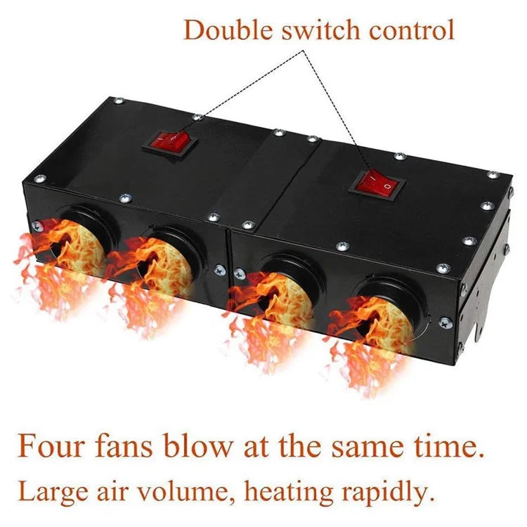 Four Hole Metal Car Interior Heater Window Defrosting Defogging Vehicle Heating Fan