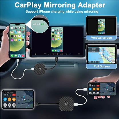 THT-020-7 Car Mirror Adapter AI BOX for iPhone Carplay to Car Display Adapter with USB-C Adapter, Wired Carplay Mirror Dongle