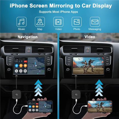 THT-020-7 Car Mirror Adapter AI BOX for iPhone Carplay to Car Display Adapter with USB-C Adapter, Wired Carplay Mirror Dongle