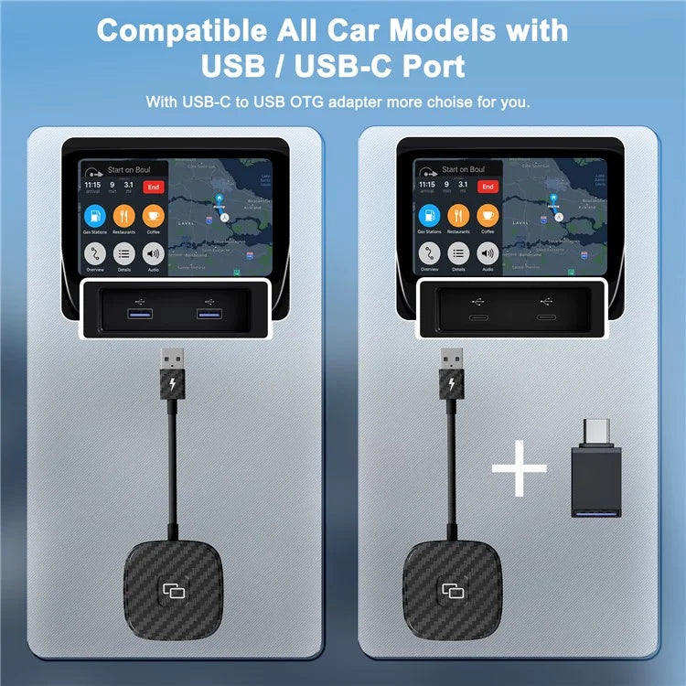 THT-020-7 Car Mirror Adapter AI BOX for iPhone Carplay to Car Display Adapter with USB-C Adapter, Wired Carplay Mirror Dongle