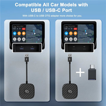 THT-020-7 Car Mirror Adapter AI BOX for iPhone Carplay to Car Display Adapter with USB-C Adapter, Wired Carplay Mirror Dongle