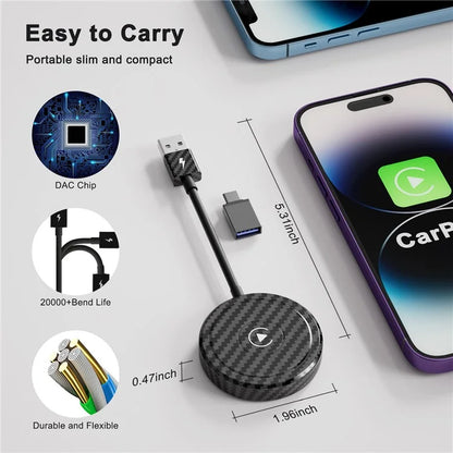 THT-020-5 Wireless CarPlay Adapter AI BOX CarPlay Dongle Wired to Wireless CarPlay Converter for Wired CarPlay Cars