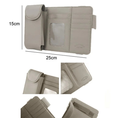 GOATHERD Car Sun Visor Microfiber Leather Storage Bag Driver License Cards Glasses Holder Bag