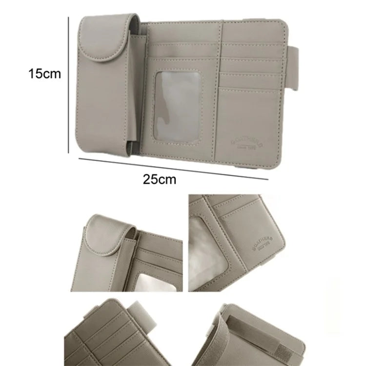 GOATHERD Car Sun Visor Microfiber Leather Storage Bag Driver License Cards Glasses Holder Bag