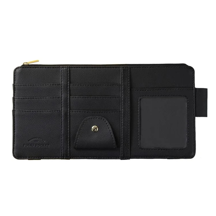 Car Sun Visor Zipper Pocket Storage Bag Microfiber Leather Cards Glasses Phone Holder Bag