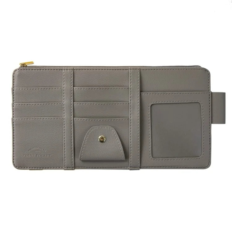 Car Sun Visor Zipper Pocket Storage Bag Microfiber Leather Cards Glasses Phone Holder Bag