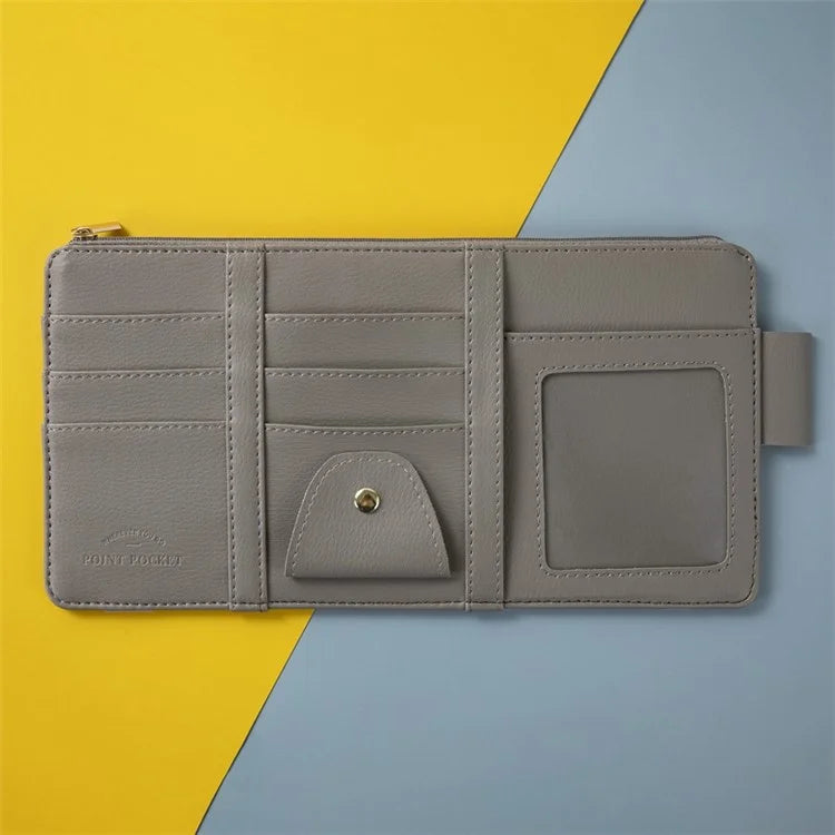 Car Sun Visor Zipper Pocket Storage Bag Microfiber Leather Cards Glasses Phone Holder Bag