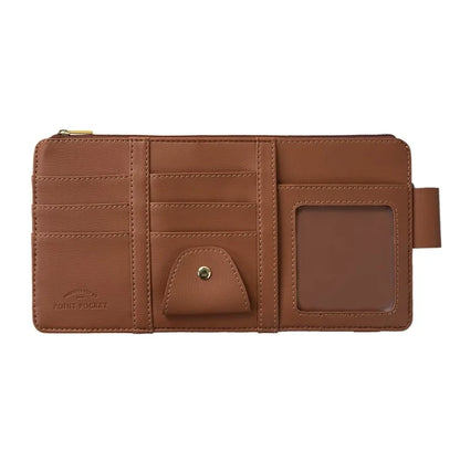Car Sun Visor Zipper Pocket Storage Bag Microfiber Leather Cards Glasses Phone Holder Bag