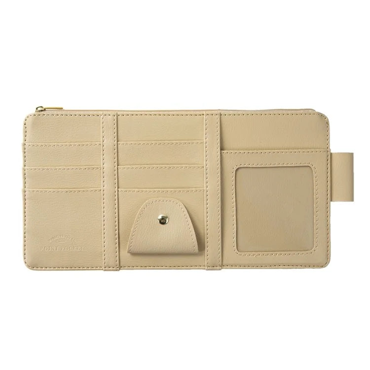 Car Sun Visor Zipper Pocket Storage Bag Microfiber Leather Cards Glasses Phone Holder Bag