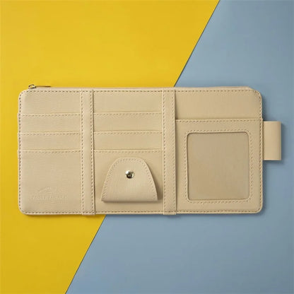 Car Sun Visor Zipper Pocket Storage Bag Microfiber Leather Cards Glasses Phone Holder Bag