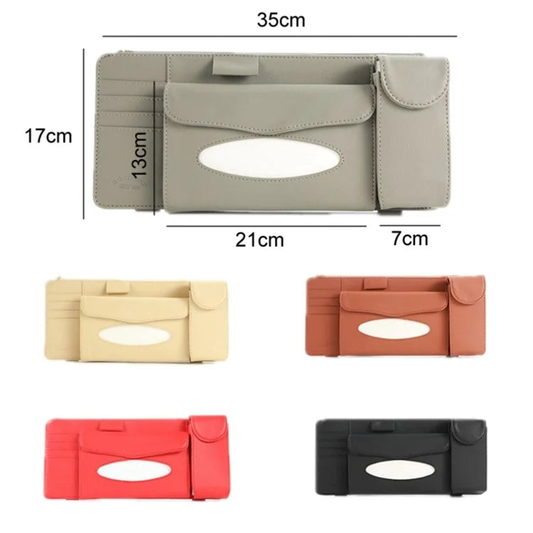 GOATHERD Car Sun Visor Tissue Box Storage Bag Microfiber Leather Cards Glasses Holder Bag