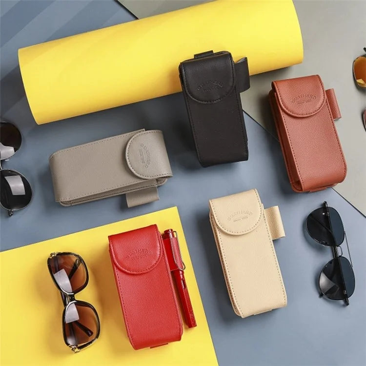 GOATHERD Car Sun Visor Mount Microfiber Leather Sunglasses Storage Bag Glasses Holder Pouch
