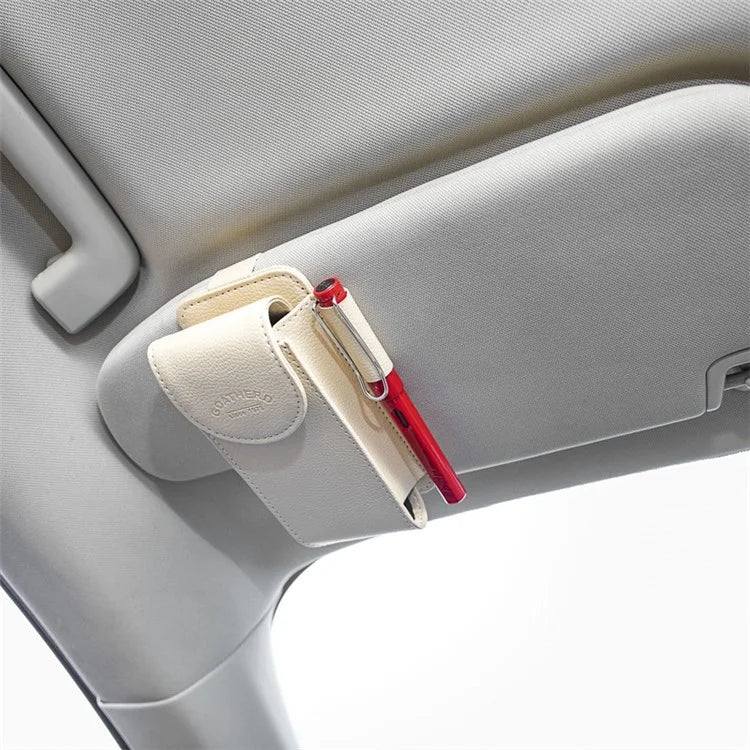 GOATHERD Car Sun Visor Mount Microfiber Leather Sunglasses Storage Bag Glasses Holder Pouch