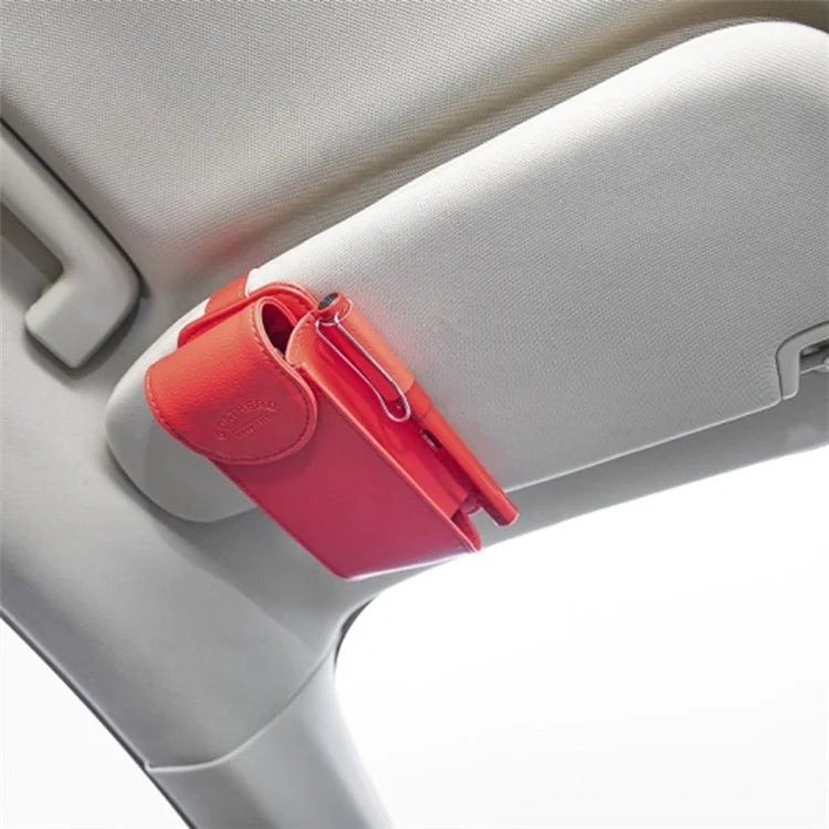 GOATHERD Car Sun Visor Mount Microfiber Leather Sunglasses Storage Bag Glasses Holder Pouch