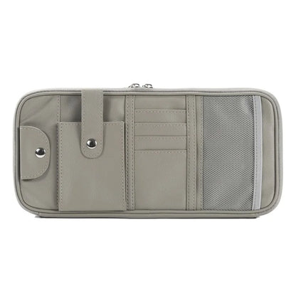 Car Sunshade Storage Bag Multi-Pockets Sunglasses Cards Pen Organizer Microfiber Leather Pouch
