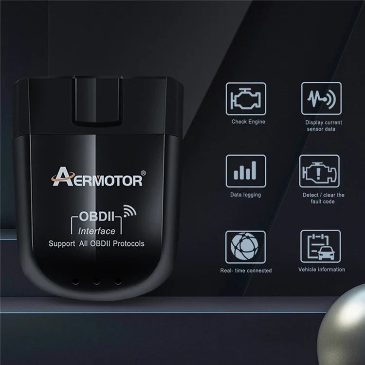 AERMOTOR ELM327 WIFI V1.5 OBD2 Scanner Car OBDII Code Reader Diagnostic Tool (Chip: PIC18F25K80)