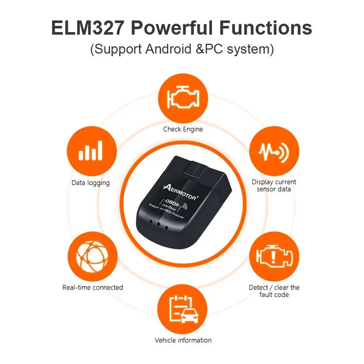 AERMOTOR ELM327 WIFI V1.5 OBD2 Scanner Car OBDII Code Reader Diagnostic Tool (Chip: PIC18F25K80)