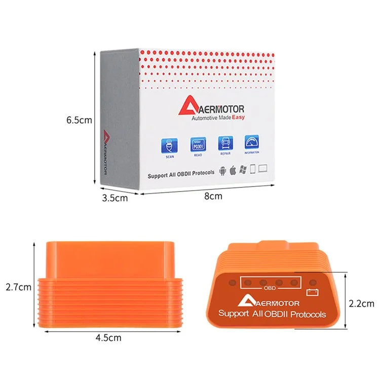 AERMOTOR V1.5 ELM327 OBD2 Bluetooth Code Reader Car Check Engine Diagnostic Scan Tool