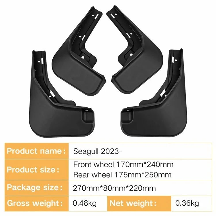 4Pcs / Set Soft PC Mudguard Mud Flaps for BYD Seagull 2023 Front and Rear Car Mudflaps Splash Fender Kit