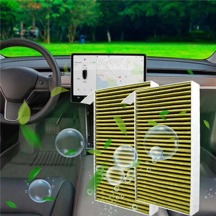 TS000274-2 2PCS For Model 3 / Y 2017-2021 Fiber Cloth Car Air Filters Replacement Air Conditioner Filters