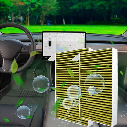 TS000274-2 2PCS For Model 3 / Y 2017-2021 Fiber Cloth Car Air Filters Replacement Air Conditioner Filters