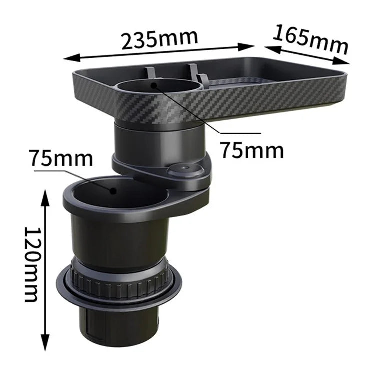 CARFU AC-2387 Car Cup Holder 360-Degree Adjustable Drink Holder with Food Tray