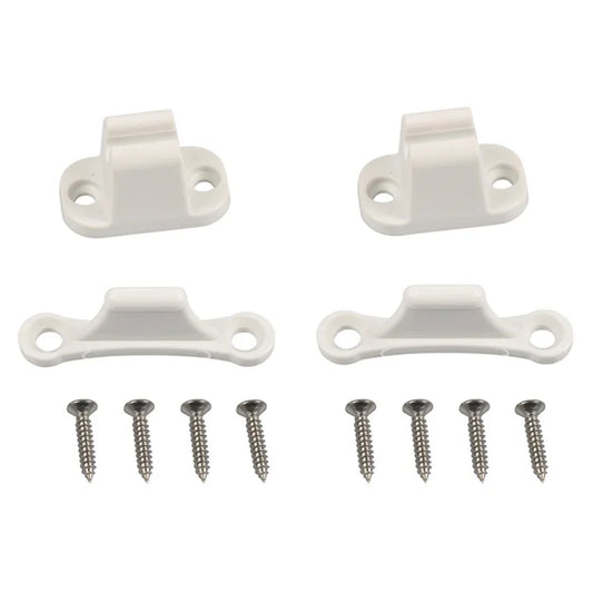 A8624 2Pair White T-Shape Door Retainer Kit Door Stop Retaining Catch Holder Set with Screws for Camper RV Motorhome #2-2