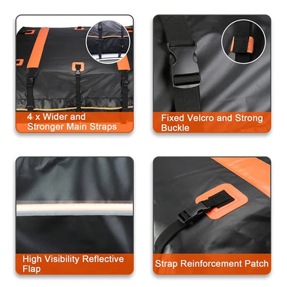 TIROL T26967 15-inch Car SUV Roof Cargo Bag 500D PVC Rainproof Vehicle Roof Luggage Storage Bag