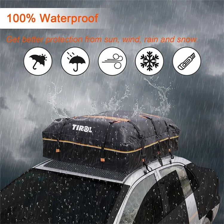 TIROL T26967 15-inch Car SUV Roof Cargo Bag 500D PVC Rainproof Vehicle Roof Luggage Storage Bag